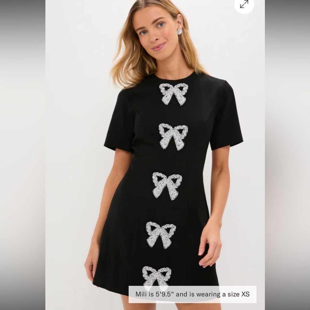 Black Mini Dress with Bow Accents